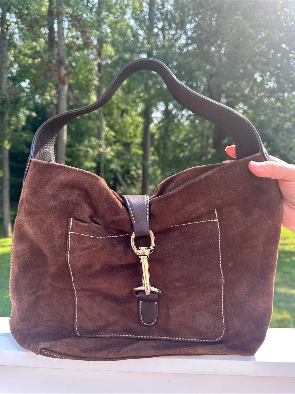 Dooney and Bourke Brown Cognac Suede Hobo